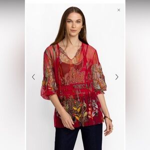NWT Johnny Was Feather Lark Mesh Blouse size Small